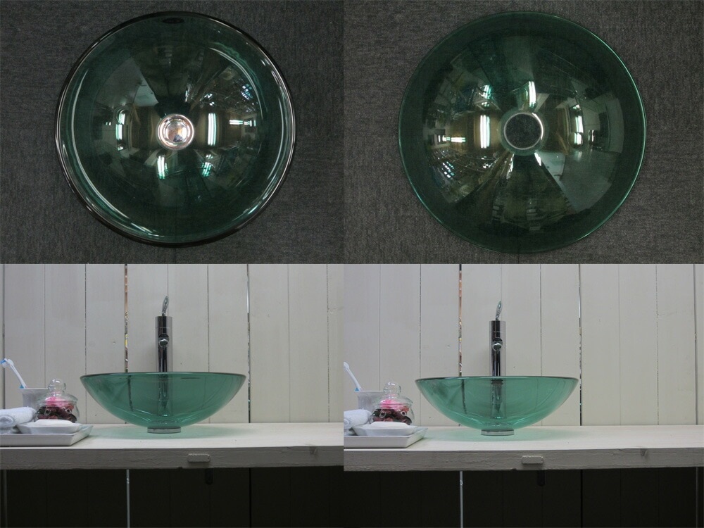 洗面ボウル 小さい 手洗い鉢 ガラス グリーン 置き型 Φ380×H140 380mm