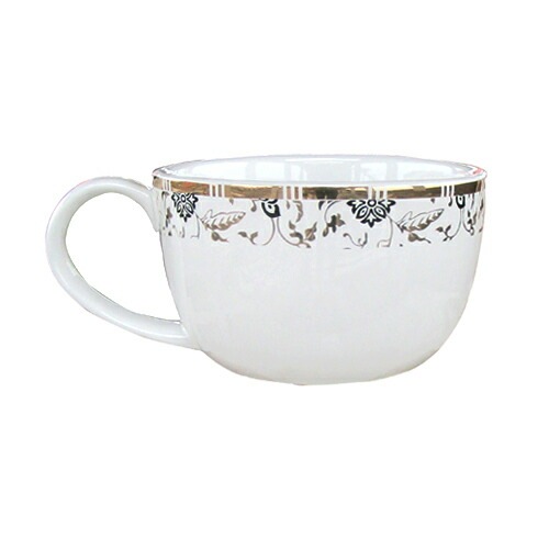 洗面ボウル 陶器 コーヒーカップ 金花柄 置き型(オンカウンターシンク