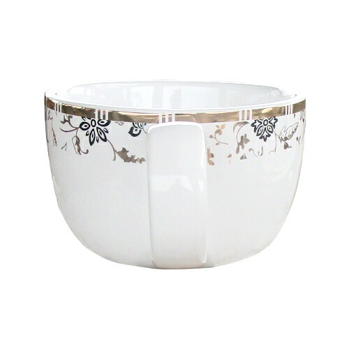 洗面ボウル 陶器 コーヒーカップ 金花柄 置き型(オンカウンターシンク