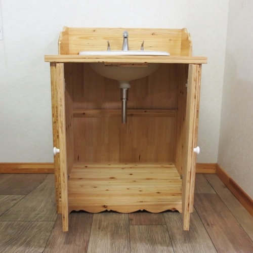 カントリー調の洗面台 W750 木製 ナチュラル・ブラウン INK-0501040H-1