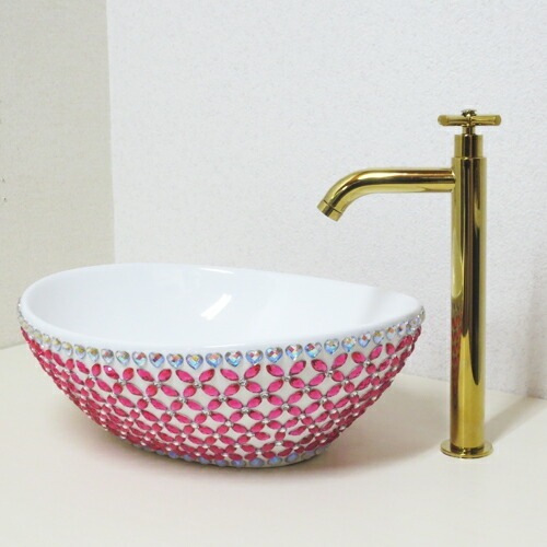 洗面ボウル おしゃれ デコレーション ピンク 陶器 派手 楕円 置き型 