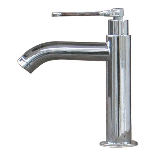 単水栓 蛇口 カラン モンキーレンチ型レバー 銀 シルバー W55×D150