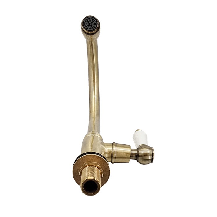 単水栓 蛇口 水 洗面台用 アンティーク おしゃれ 輸入 陶器レバー 古金