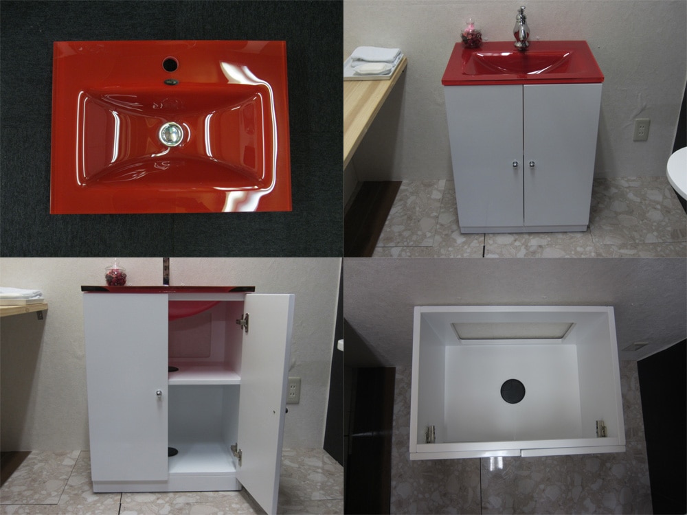 小さい洗面化粧台（小型洗面台・薄型・スリムタイプ） INK-0501034Hset