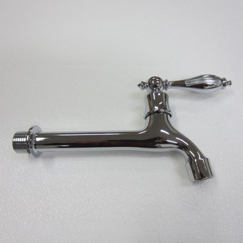 単水栓 蛇口 カラン 壁付け おしゃれ 銀 シルバー W21×D193×H105