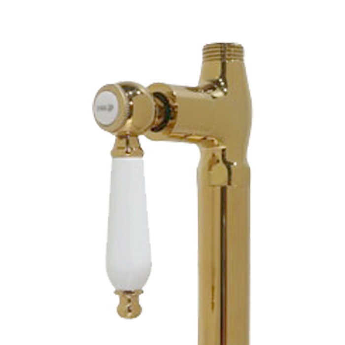 ストレート止水栓 床給水用 接続径 G1/2 陶器レバーハンドル 水道 洗面