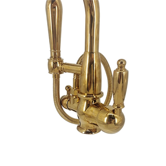 シャワー付き混合水栓 蛇口 カラン おしゃれ DIY リフォーム 金