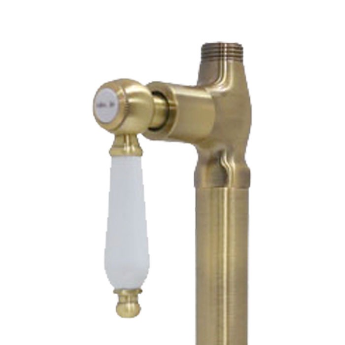 ストレート止水栓 床給水用 接続径 G1/2 陶器レバーハンドル 水道 洗面