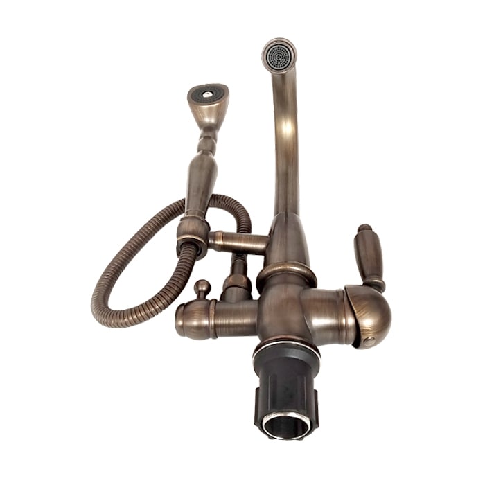 シャワー付き混合水栓 蛇口 カラン おしゃれ DIY リフォーム 古銅