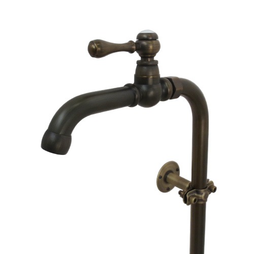 単水栓 蛇口 カラン ストレート止水栓付き 古銅 W270×D150×H1120