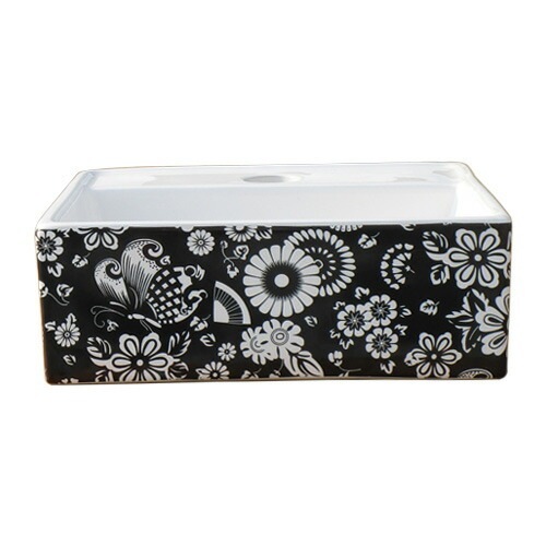 洗面ボウル おしゃれ 花柄 モノトーン コンパクト 四角 置き型