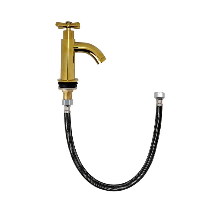 蛇口。カラン。 単水栓 蛇口 カラン ストレート止水栓付き 銀 シルバー W270