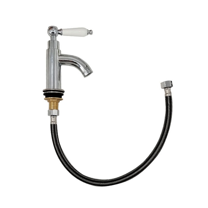 蛇口 単水栓 カラン 陶器レバーハンドル 手洗器 洗面 省スペース