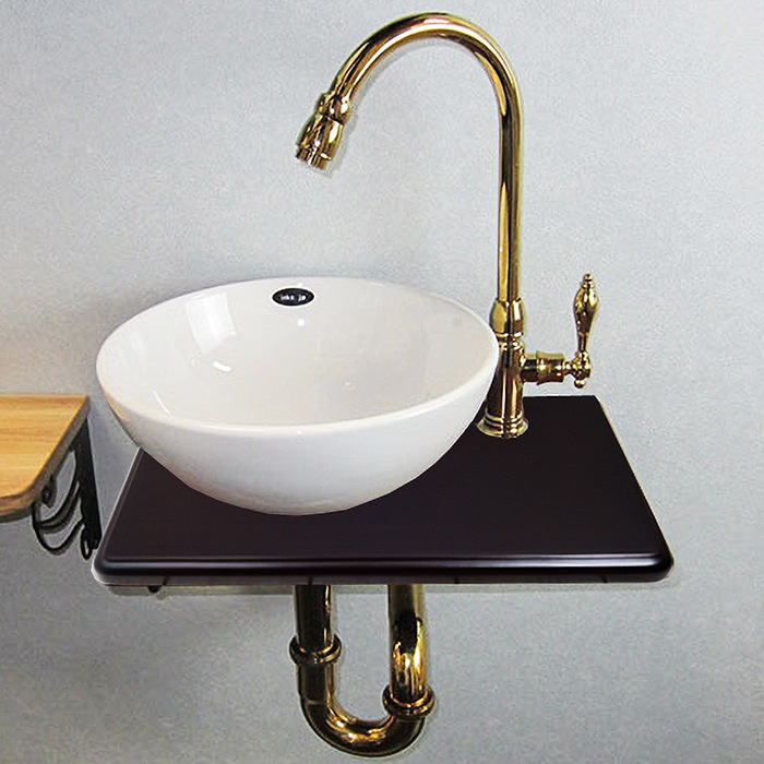 手洗器セット コンパクト 壁付け 金 黒 古金 古銅 INK