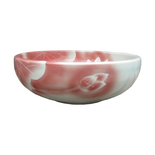 洗面ボウル おしゃれ 蓮 花柄 和風 陶磁器 洗面器 オーバーフロー無し