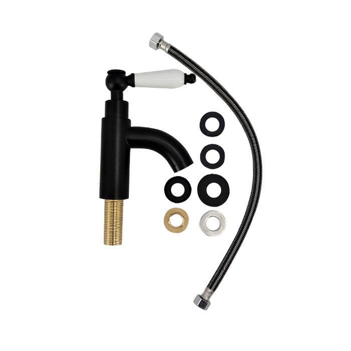 蛇口 単水栓 カラン 陶器レバーハンドル 手洗器 洗面 省スペース