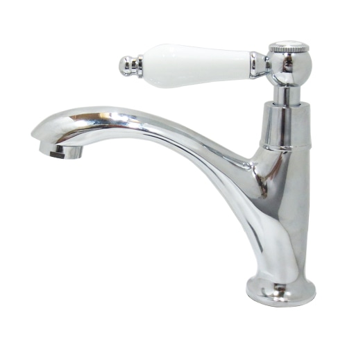 品番INK-0302060HT ｜ 陶器レバーハンドル単水栓(銀・シルバー) | 洗面