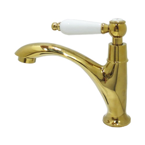 品番INK-0302061HT ｜ 陶器レバーハンドル単水栓(金・ゴールド) | 洗面