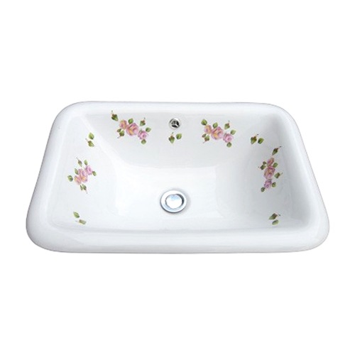 洗面ボウル おしゃれ バラ 四角 埋め込み 手洗い鉢 オーバーフロー有り