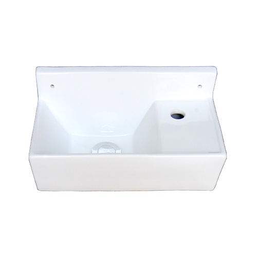 洗面ボウル 陶器 小さい 壁付け型 オーバーフロー無し W365×D200×H180