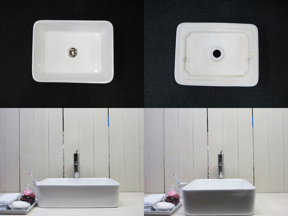 キャンペーン】 陶器洗面ボウル 四角 スクエア 手洗い器 手洗い鉢 陶器