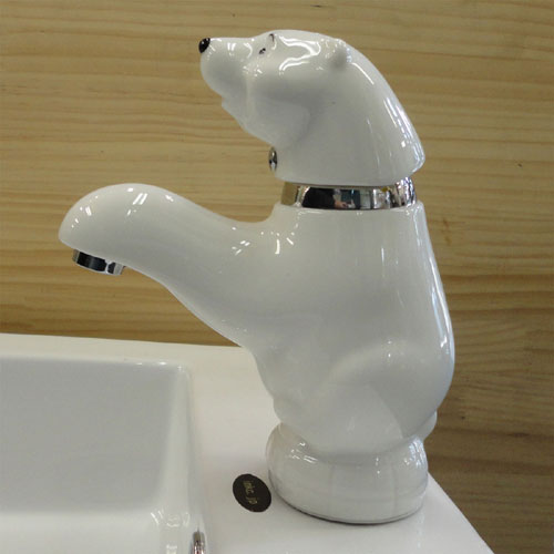 水栓（混合水栓・洗面ボウル・洗面台用蛇口・動物・シロクマ） INK