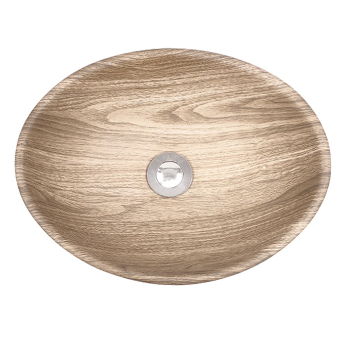 洗面ボウル おしゃれ 木目 楕円 陶器 置き型 オーバーフロー無し W340