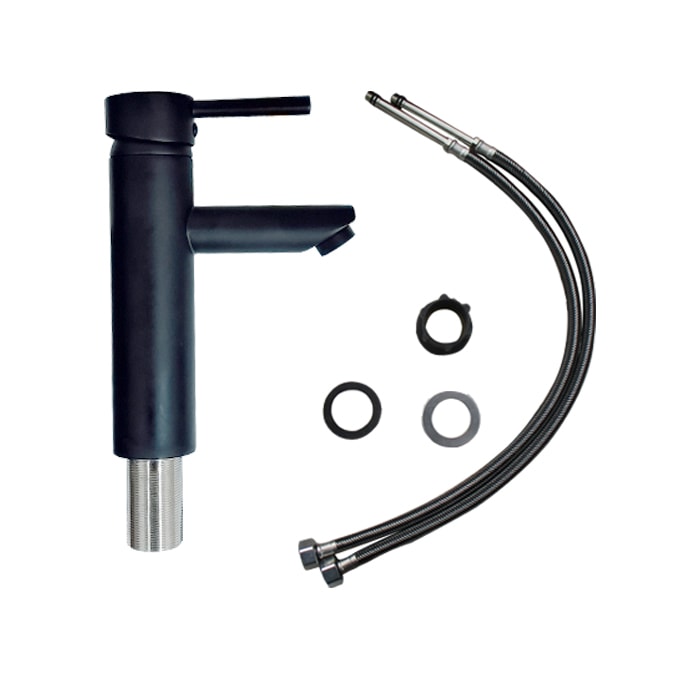 混合水栓 蛇口 カラン おしゃれ DIY リフォーム 黒 ブラック | 品番INK