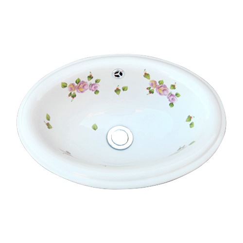 洗面ボウル おしゃれ 小さい 薔薇 陶器 手洗い鉢 埋込