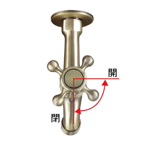 単水栓 蛇口 カラン 壁付け 古金 アンティークゴールド W50×D130×H95