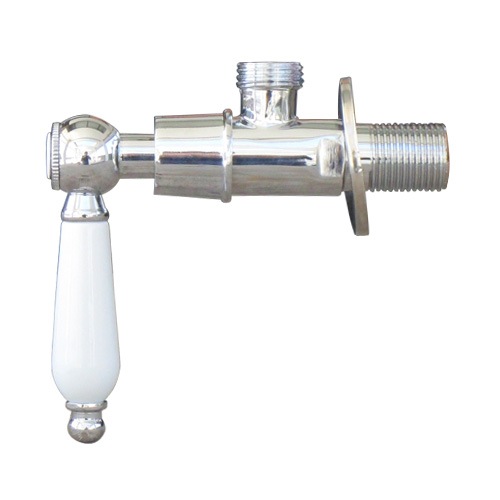 アングル止水栓 壁給水 陶器レバー 銀 シルバー | 品番INK