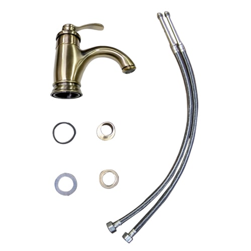 混合水栓 蛇口 カラン アンティーク風 おしゃれ 古金 アンティーク