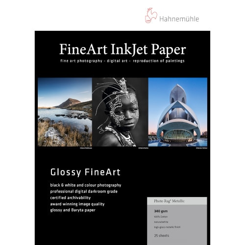 Hahnemuhle PhotoRag メタリック, 340gsm, Fine Art, Natural White, Hi-Gloss インクジェット紙 ハーネミューレ Hahnemuhle 430155 [Hahnemuhle Photo Rag Ultra