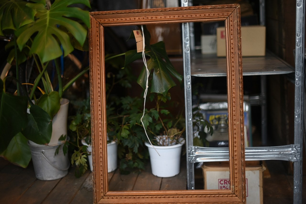 102845 ヴィンテージ ウッド レリーフ ゴールドフレーム 額