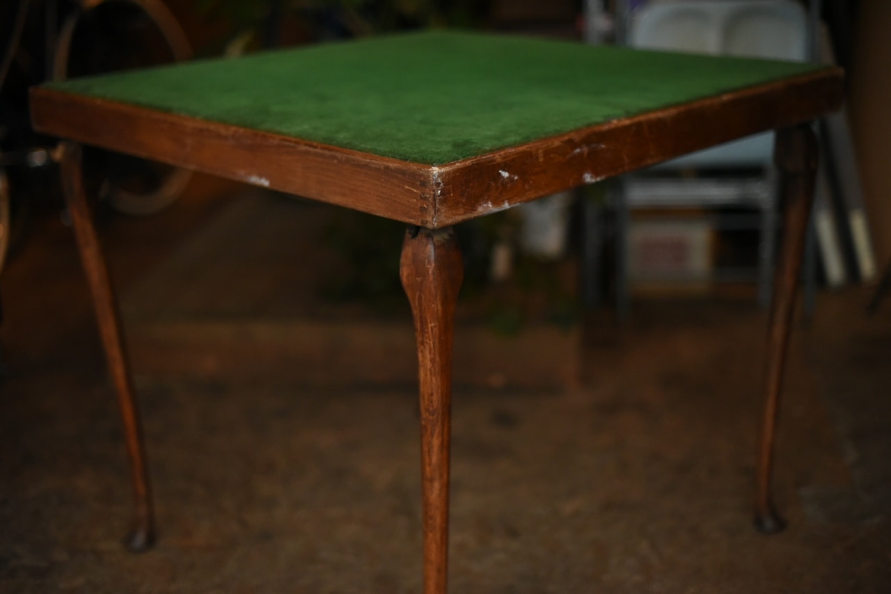 2735 ヴィンテージ ゲームテーブル 猫脚 カジノ ポーカーテーブル 折り畳み収納可能