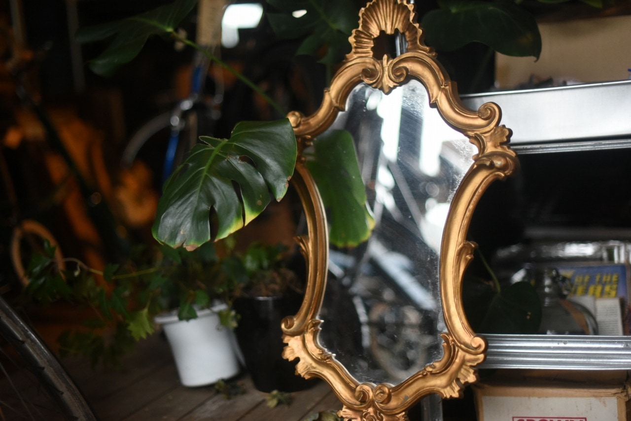 102901 ヴィンテージ ゴールドレリーフミラー