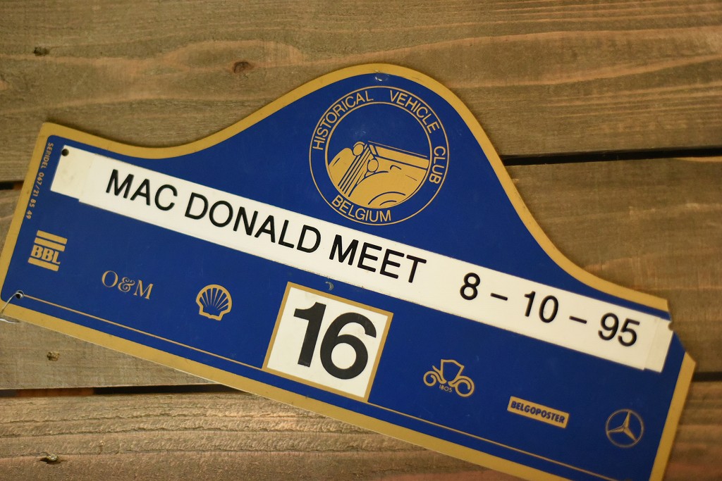 103748 HISTORICAL VEHICLE CLUB BELGIUM BELGIUM　ラリープレート　ヴィンテージカークラブ　ナンバー　記念プレート　クラシックカー