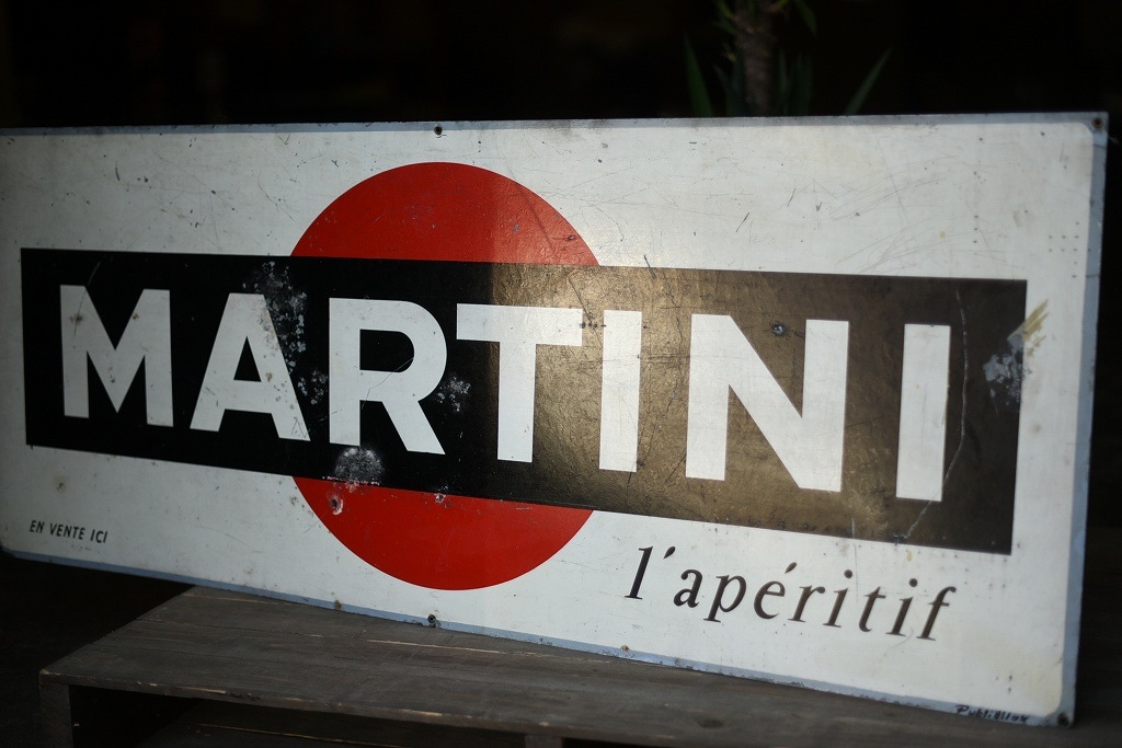 103976 ヴィンテージ 特大 MARTINI マルティニ サインプレート アルミ製看板 英国
