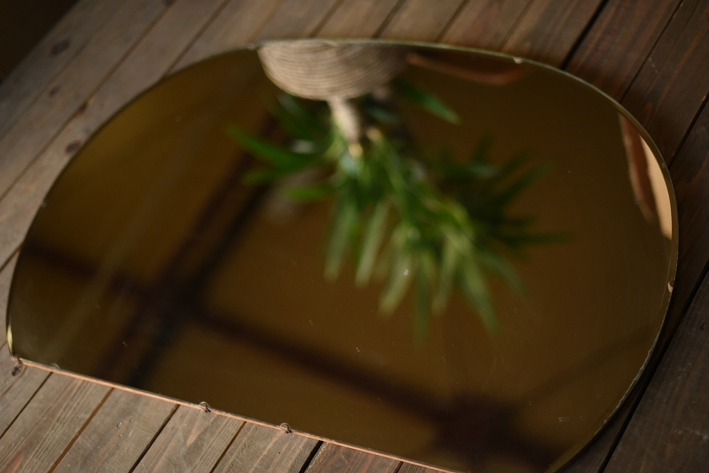 104031 ヴィンテージ　大型　ハーフオーバル　ミラー