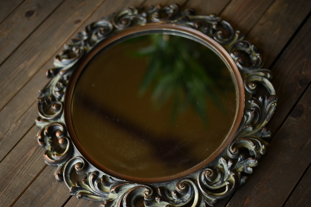 104032 ヴィンテージ　大型　　レリーフ　サークルミラー