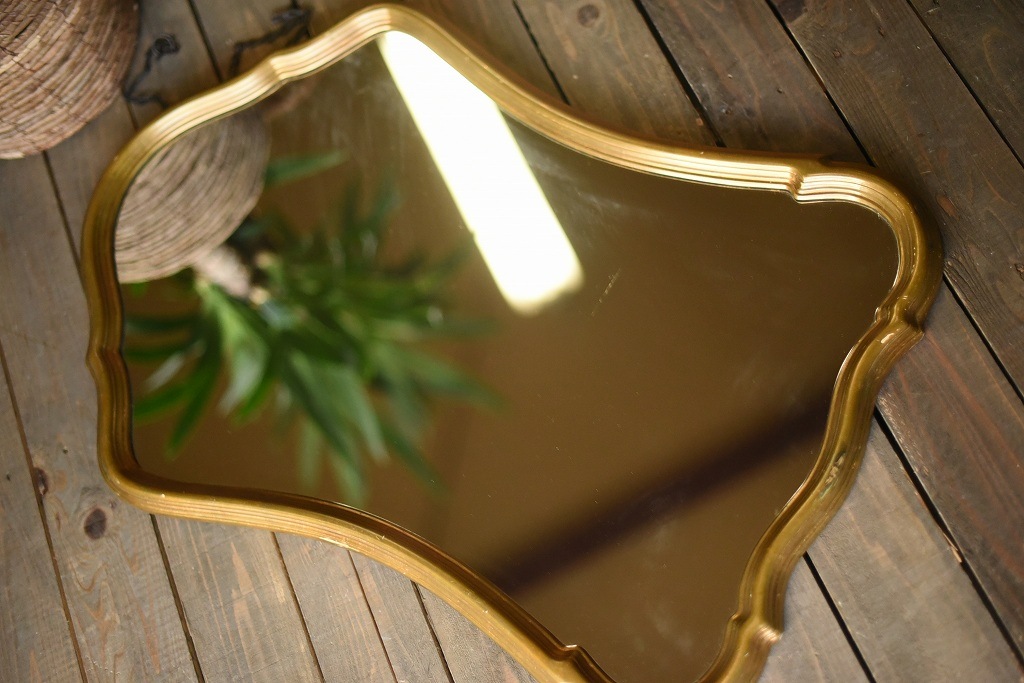 104036 ヴィンテージ　大型　ゴールド　レリーフ　ミラー