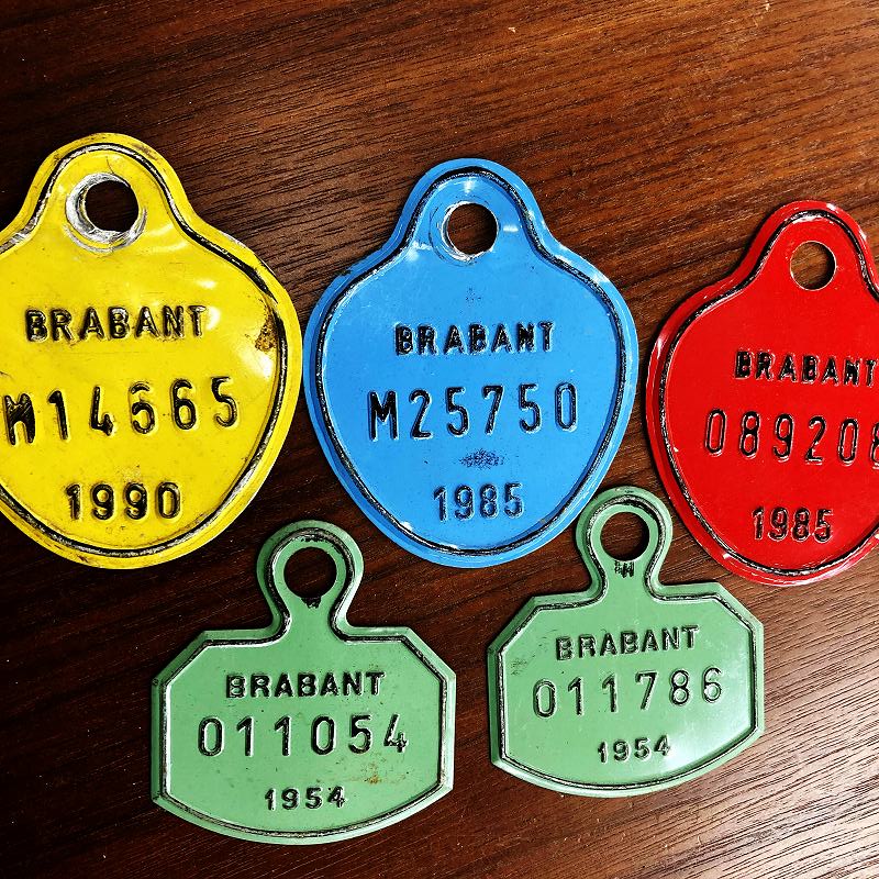 105101 ヴィンテージ　ベルギー ブラバント州　自転車　ナンバープレート|金属製看板|ヴィンテージ看板・壁掛け