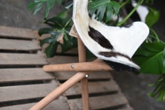 105653 UK ヴィンテージ　折畳チェアレザー　三脚　チェア　キャンプ　抜け毛有り|アンティーク家具