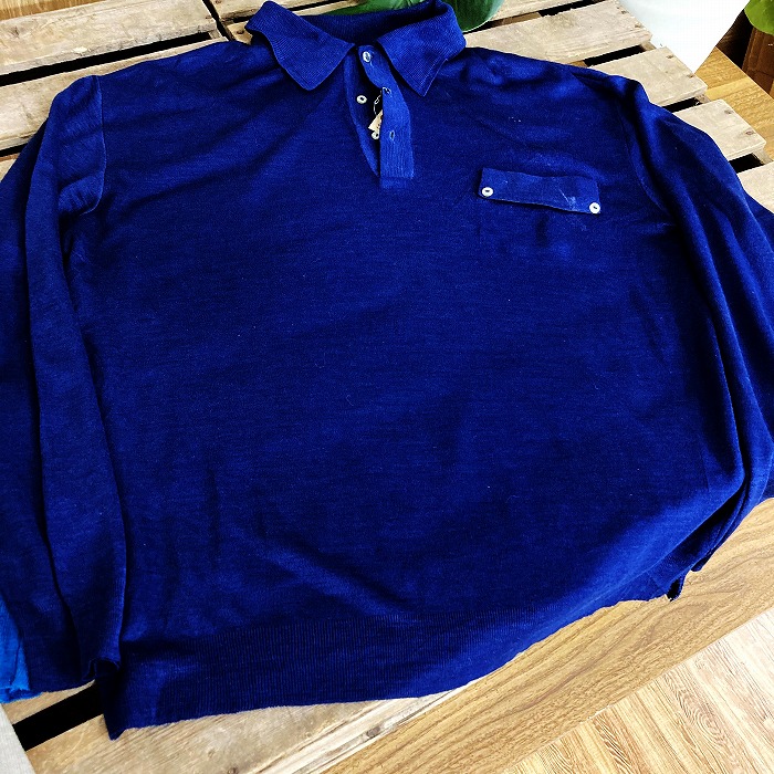 105925 ヨーロッパ　ニットポロ　シャツ 汚れ　破れ