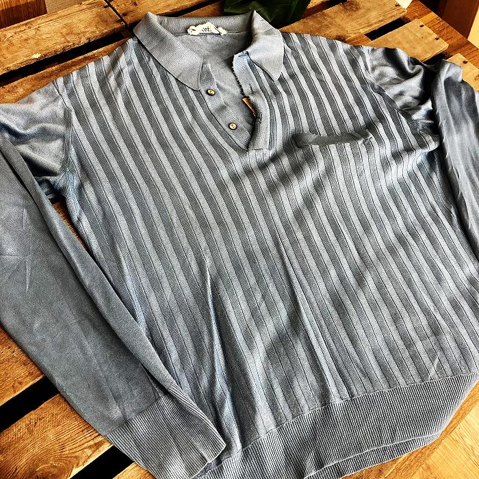 105905 ヨーロッパ　ニットポロ　シャツ　MADE IN FRANCE 破れ虫食い