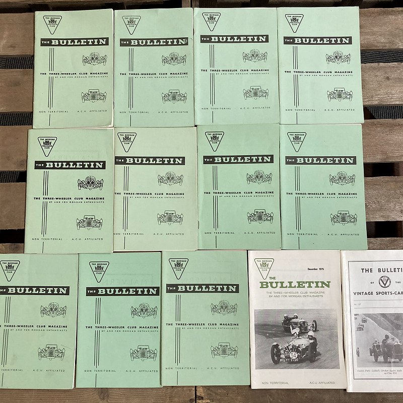 B2276 「THE BULLETIN  THE MORGAN CLUB」1975  13冊セット　モーガンクラブ　英国 旧車雑誌
