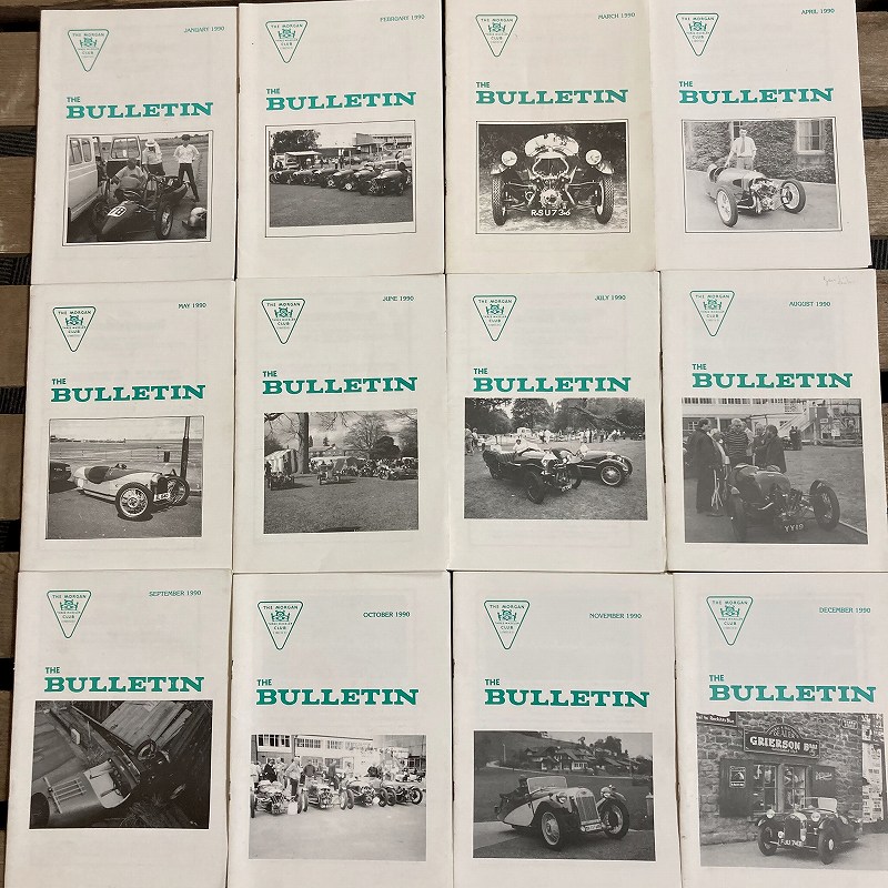 B2287 「THE BULLETIN  THE MORGAN CLUB」1990  12冊セット　モーガンクラブ　英国 旧車雑誌
