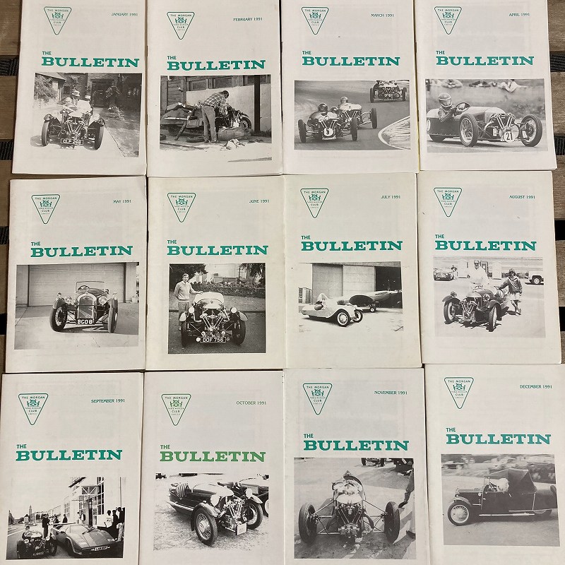 B2288 「THE BULLETIN  THE MORGAN CLUB」1991  12冊セット　モーガンクラブ　英国 旧車雑誌