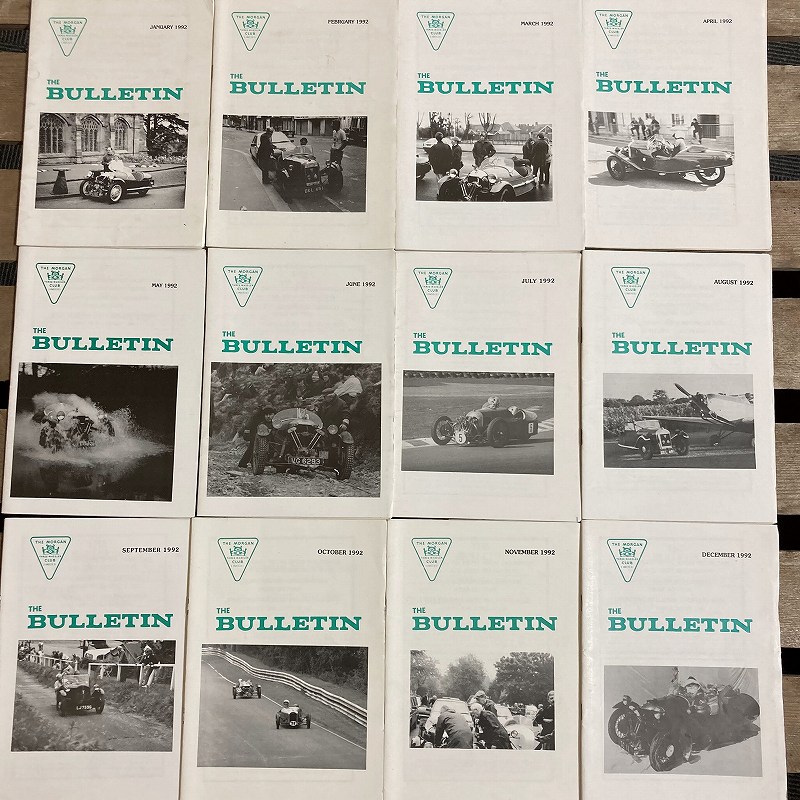 B2289 「THE BULLETIN  THE MORGAN CLUB」1992  12冊セット　モーガンクラブ　英国 旧車雑誌