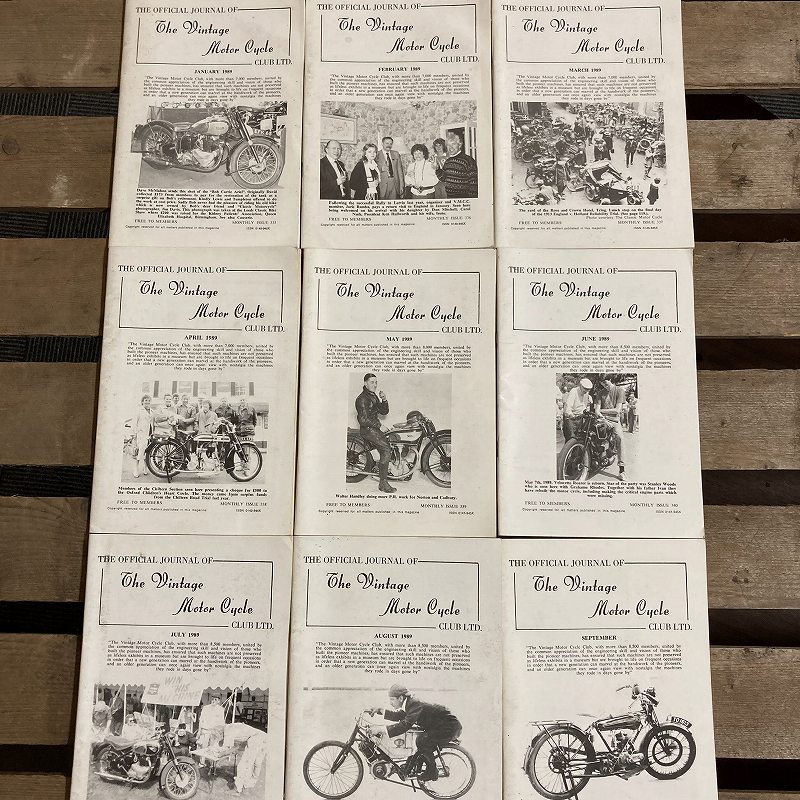 B2306 「THE OFFICIAL JOURNAL OF THE VINTAGE MOTOR CYCLE CLUB LTD.」1989  9冊セット　英国 旧車雑誌